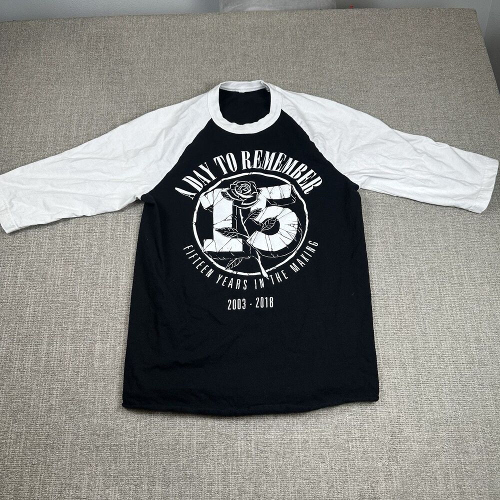 A Day To Remember Band 15 Years SMALL Rock ADTR Ringer Graphic Tee 3/4 Sleeve